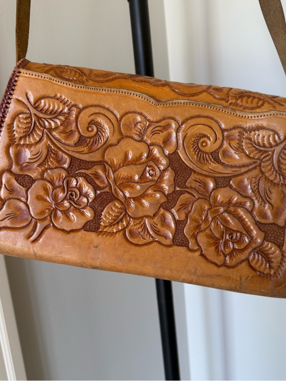 Vintage Tooled Leather Saddle Bag Western Luxe Cabo Cowgirl 70s - Picture 6 of 11